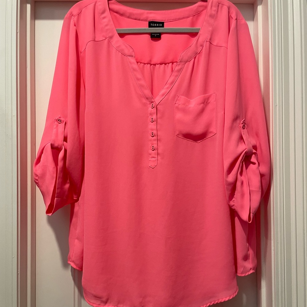 Torrid Size 2 HOT PINK blouse